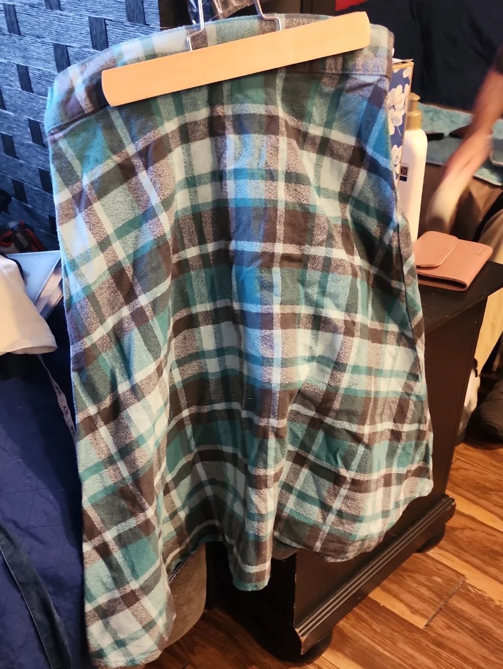 Heart Of Haute Plaid A-Line Women's Skirt in Teal and Black Flannel